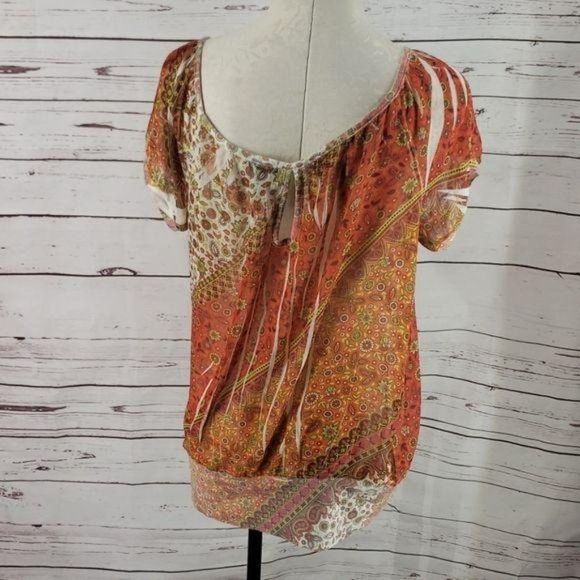 FANG Fall Floral Print Scoop Neck XL Blouse‎ - Picture 2 of 8